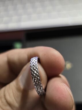 Textured Silver Tone Band Ring